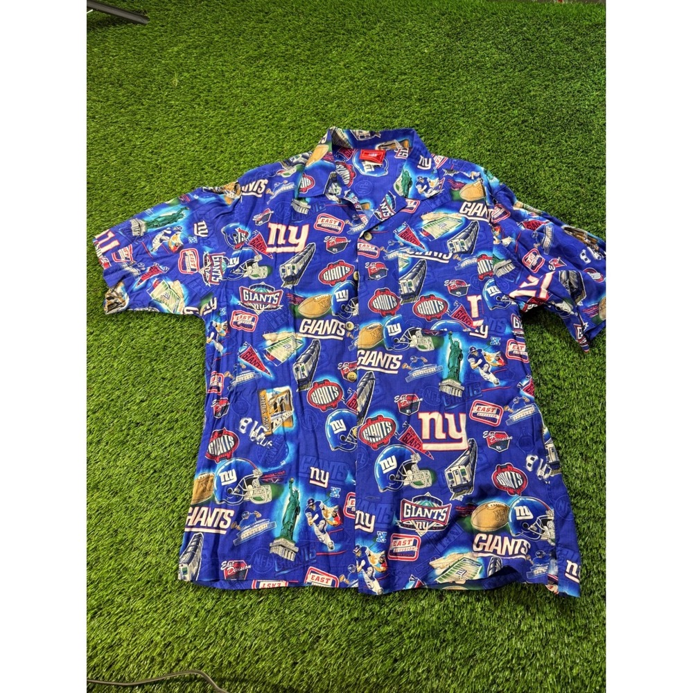 New York Giants NFL Hawaiian Aloha Button Up Shirt Mens Size M All Over Print - Picture 1 of 5
